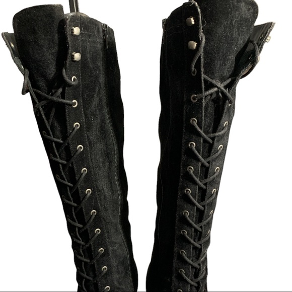 SPRING Winter BlackLace Up  Suede  Up to knee   Size 9 - Picture 3 of 10